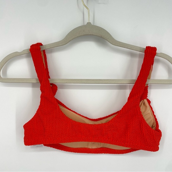 J Crew Bikini Top Knotted Scrunchie Scoop Neck Orange Size M - Picture 2 of 5